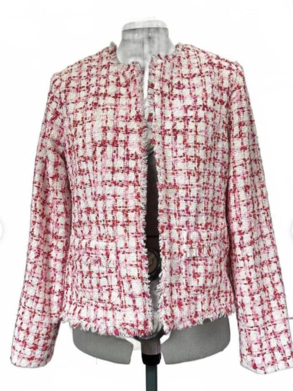 Nanette Lepore Pink Red Tweed Blazer Jacket